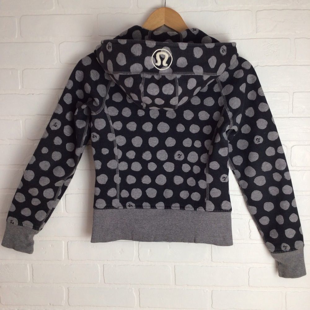 Lululemon Grey black Polka Dot Scuba Hoodie Size 4 Zip Fitted Athleisure Jacket - Picture 10 of 10